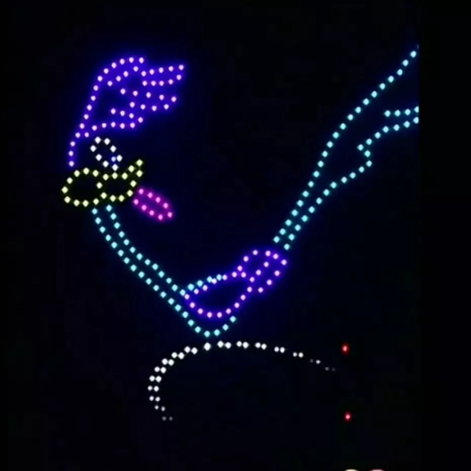 Neon light illustration of abstract bird in flight