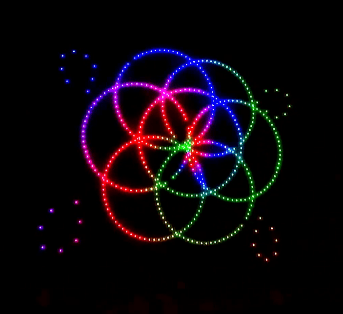 Colorful LED light display resembling geometric patterns
